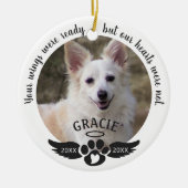 Pet Memorial Photo Pawprint Heart Aangepaste kleur Keramisch Ornament (Voorkant)