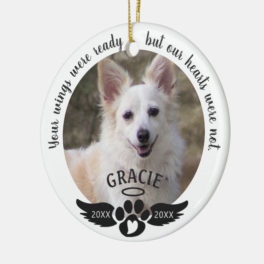 Pet Memorial Photo Pawprint Heart Aangepaste kleur Keramisch Ornament (Links)