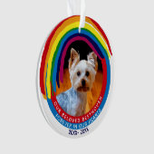 Pet Memorial Photo Rainbow Bridge for ever Hearts Ornament (voorkant)