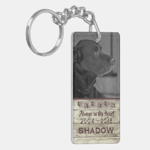 Pet Memorial Photo Tribution in My Heart Rustic Sleutelhanger