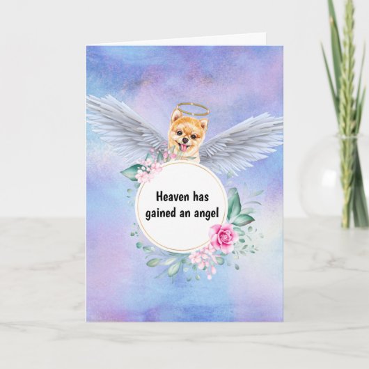 Pet memorial Pommeren waterverf sky angel wings Kaart (Voorkant)