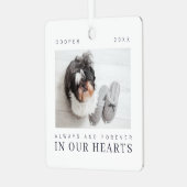 Pet Memorial Quote Simple Moderne Chic Photo Metalen Ornament (Voorkant links)