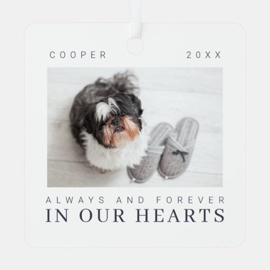 Pet Memorial Quote Simple Moderne Chic Photo Metalen Ornament (Achterkant)