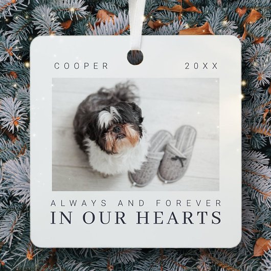 Pet Memorial Quote Simple Moderne Chic Photo Metalen Ornament