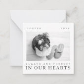 Pet Memorial Quote Simple Moderne Chic Photo Notitiekaartje (Voorkant)
