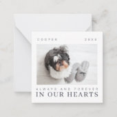 Pet Memorial Quote Simple Moderne Chic Photo Notitiekaartje (Voorkant)