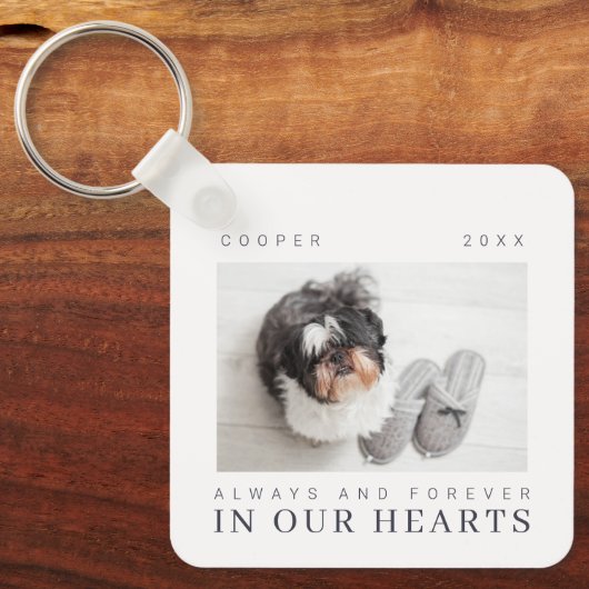 Pet Memorial Quote Simple Moderne Chic Photo Sleutelhanger (Voorkant)