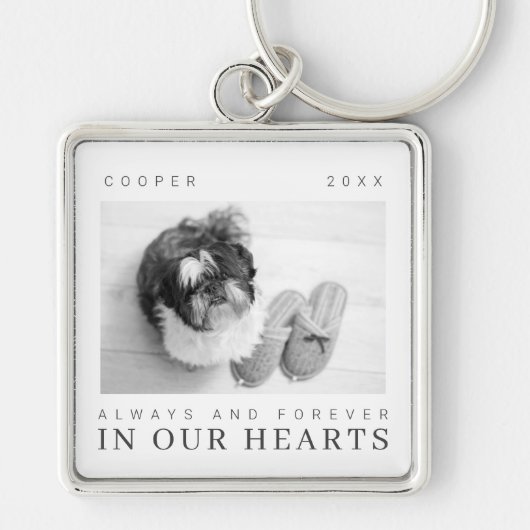 Pet Memorial Quote Simple Moderne Chic Photo Sleutelhanger (Voorkant)