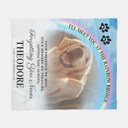 Pet Memorial Rainbow Bridge Foto Fleece Deken (Voorkant (Horizontaal))