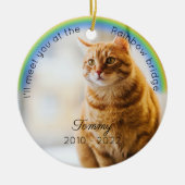 Pet Memorial Rainbow Bridge kerkkeepomwille Cat Keramisch Ornament (Voorkant)