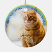 Pet Memorial Rainbow Bridge kerkkeepomwille Cat Keramisch Ornament (Achterkant)