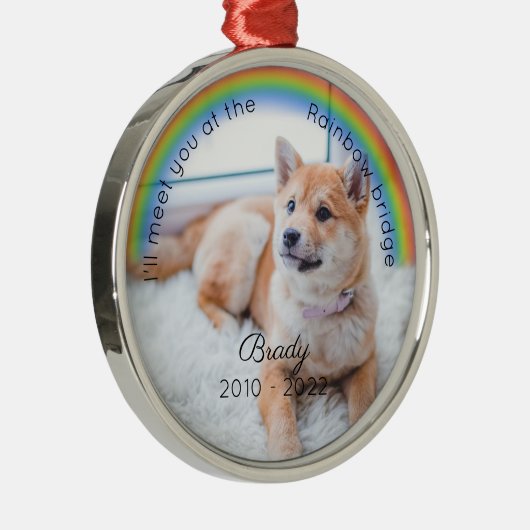 Pet Memorial Rainbow Bridge Kerstkeepomwille Dog Metalen Ornament (Rechts)