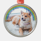 Pet Memorial Rainbow Bridge Kerstkeepomwille Dog Metalen Ornament (Voorkant)
