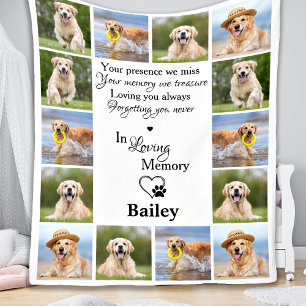 Pet Memorial Remembrance Dog Loss Photo Collage Fleece Deken