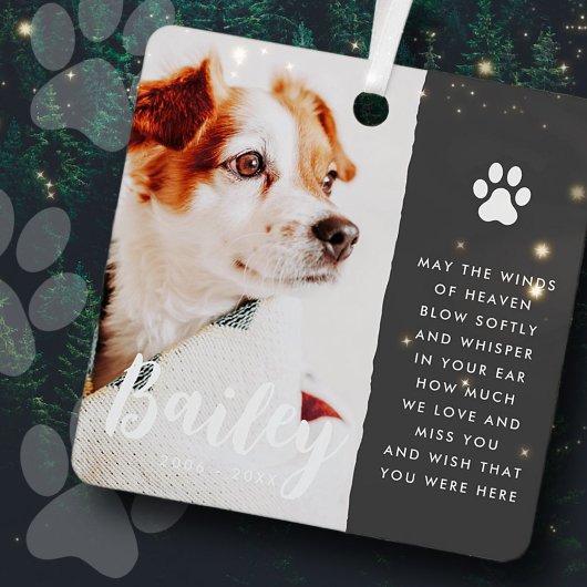 Pet Memorial Remembrance Quote Modern Simple Photo Metalen Ornament