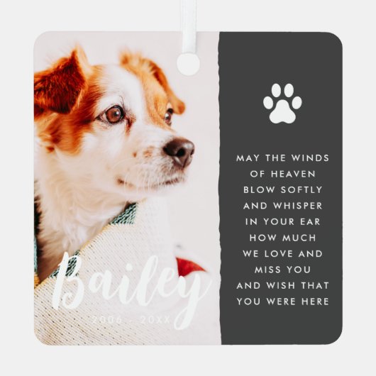 Pet Memorial Remembrance Quote Modern Simple Photo Metalen Ornament (Achterkant)