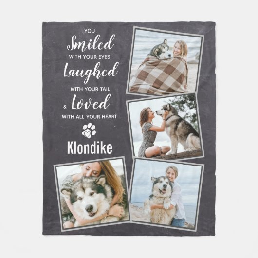 Pet Memorial Rustic Dog Photo Collage Fleece Deken (Voorkant)