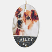 Pet Memorial Rustic Marble Stone Paws Foto Keramisch Ornament (Links)