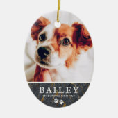 Pet Memorial Rustic Marble Stone Paws Foto Keramisch Ornament (Voorkant)