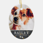 Pet Memorial Rustic Marble Stone Paws Foto Keramisch Ornament (Achterkant)