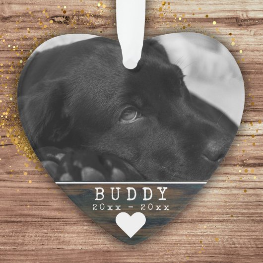 Pet Memorial Rustic Wood Heart Keepomwille Foto Ornament