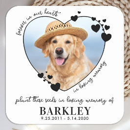 Pet Memorial Seed Packet Heart Custom Dog Foto Vierkante Sticker