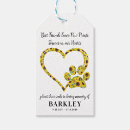 Pet Memorial Seed Packet Paw Print Heart Sunflower Cadeaulabel
