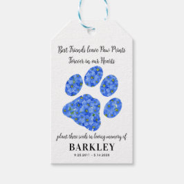 Pet Memorial Seed Packet Paw Print Vergeet me niet Cadeaulabel
