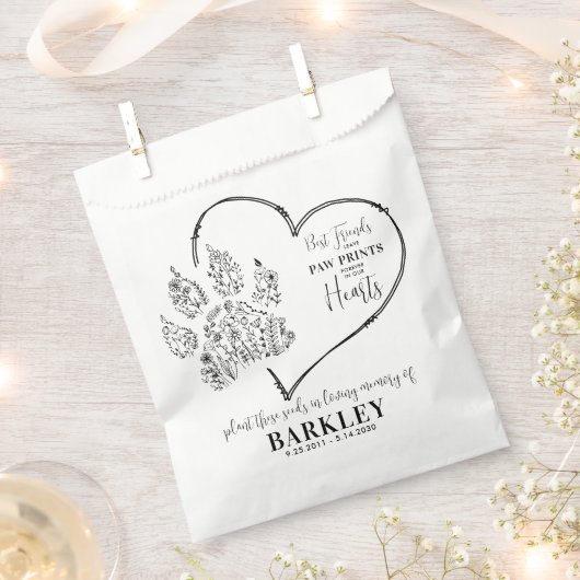 Pet Memorial Seed Packet Paw Print Wildbloemen Bedankzakje (Geknipt)