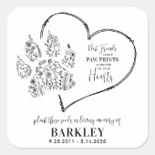 Pet Memorial Seed Packet Paw Print Wildbloemen Vierkante Sticker (Voorkant)