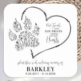 Pet Memorial Seed Packet Paw Print Wildbloemen Vierkante Sticker