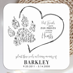 Pet Memorial Seed Packet Paw Print Wildbloemen Vierkante Sticker