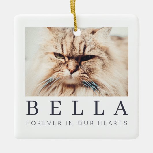 Pet Memorial Simple Modern Chic Family Foto Keramisch Ornament (Voorkant)