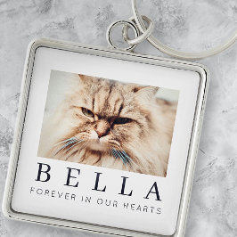 Pet Memorial Simple Modern Chic Family Foto Sleutelhanger