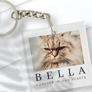Pet Memorial Simple Modern Chic Family Foto Sleutelhanger