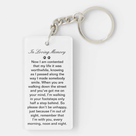 Pet Memorial Sleutelhanger - Contented Poem (achterkant)