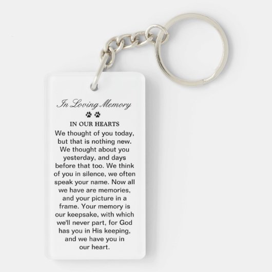 Pet Memorial Sleutelhanger - in ons hartengedicht (achterkant)