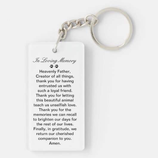Pet Memorial Sleutelhanger - Prayer on Back (achterkant)