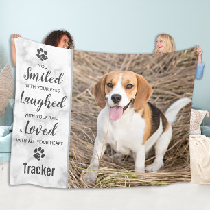 Pet Memorial Smiled Laughed Loved Custom Photo Dog Fleece Deken