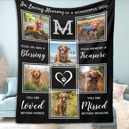 Pet Memorial Specialized 6 Afbeelding Collage Dog Fleece Deken