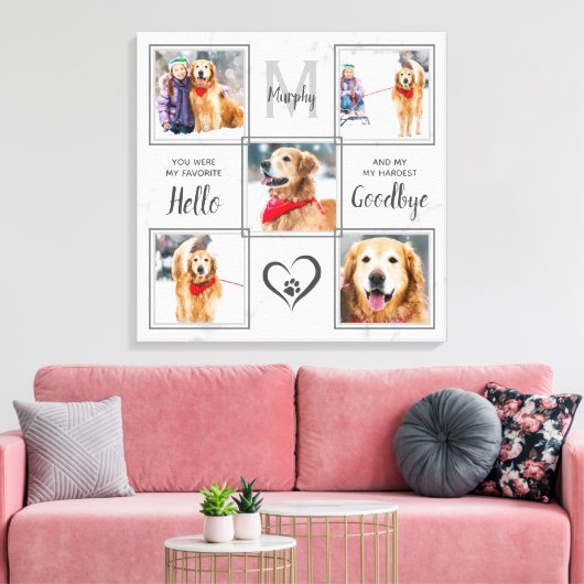 Pet Memorial Specialized Unique 5 Photo Collage Canvas Afdruk (Insitu (Woonkamer))