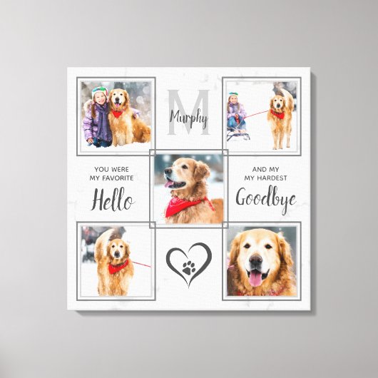 Pet Memorial Specialized Unique 5 Photo Collage Canvas Afdruk (Voorkant)