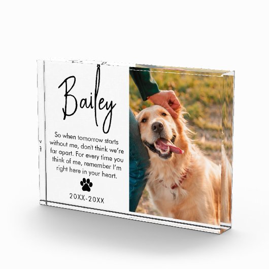 Pet Memorial Sympathie Gift voor kat of Hondenlief Fotoblokken (Rechts)