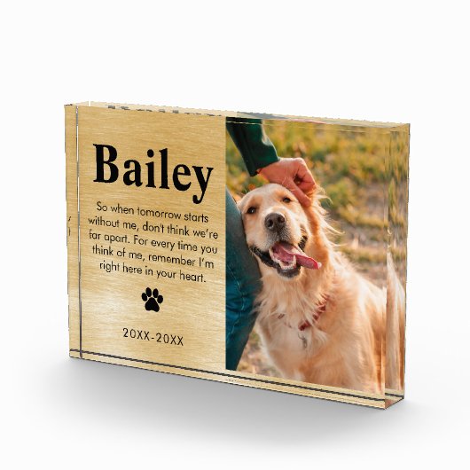 Pet Memorial Sympathie Gift voor kat of Hondenlief Fotoblokken (Rechts)