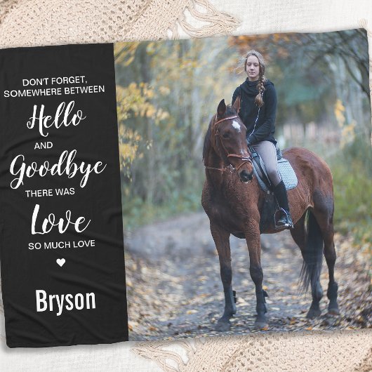 Pet Memorial Sympathie Quote Paard Foto Fleece Deken