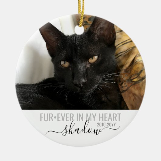 Pet Memorial Sympathy Foto FurEver in mijn hart Keramisch Ornament (Voorkant)