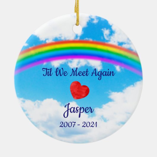 Pet Memorial Sympathy Rainbow Bridge Cat Foto Keramisch Ornament (Achterkant)