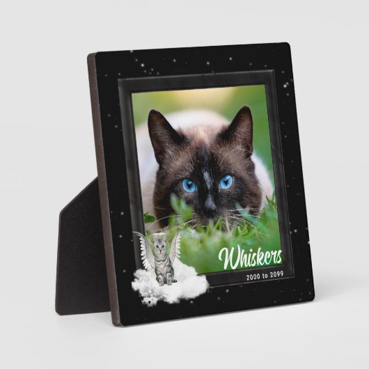 Pet Memorial Tabby Cat Silver Stripes Foto Fotoplaat (Voorkant)