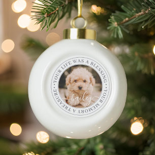 Pet Memorial Treasured Memory Elegant Chic Photo Keramische Bal Ornament