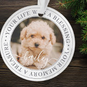 Pet Memorial Treasured Memory Elegant Chic Photo Ornament